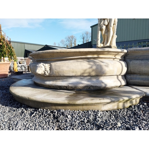 360 - Exceptional quality French moulded stone fountain surround with lion's mask decoration. {67 cm H x 5... 