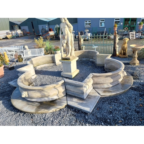 360 - Exceptional quality French moulded stone fountain surround with lion's mask decoration. {67 cm H x 5... 