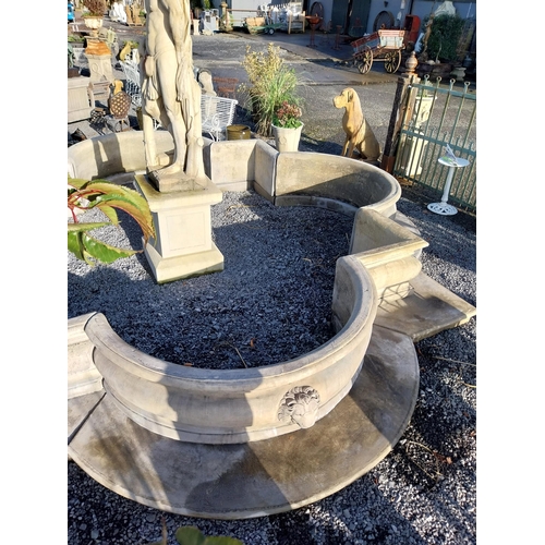 360 - Exceptional quality French moulded stone fountain surround with lion's mask decoration. {67 cm H x 5... 