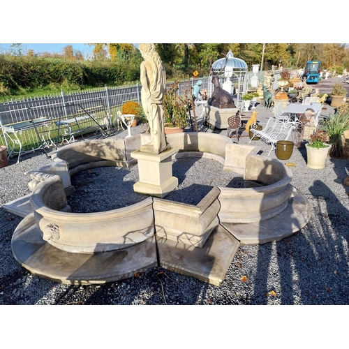 360 - Exceptional quality French moulded stone fountain surround with lion's mask decoration. {67 cm H x 5... 