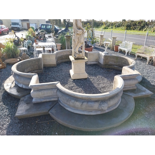 360 - Exceptional quality French moulded stone fountain surround with lion's mask decoration. {67 cm H x 5... 