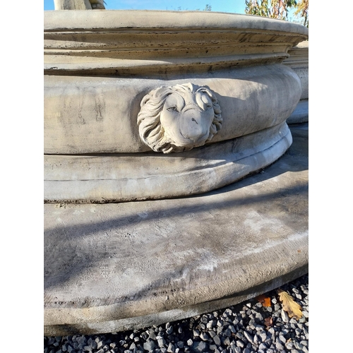 360 - Exceptional quality French moulded stone fountain surround with lion's mask decoration. {67 cm H x 5... 