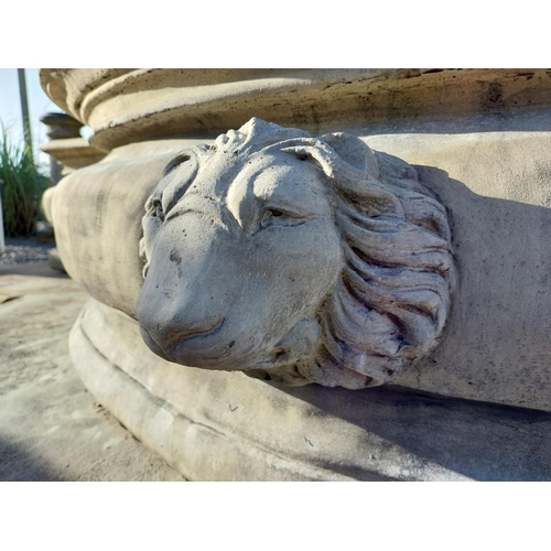 360 - Exceptional quality French moulded stone fountain surround with lion's mask decoration. {67 cm H x 5... 