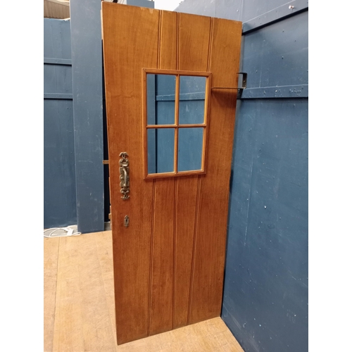 366 - 20th C. Oak door with four glazed panels. {H 1996cm x W 76cm x D 6cm }.