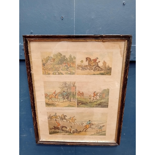 391 - Framed coloured Hunting print. {H 41cm x W 43cm }.