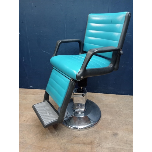 393 - Olymp custom made barber chair with adjustable back and hydraulic height adjustment {H 120cm x W 67c... 