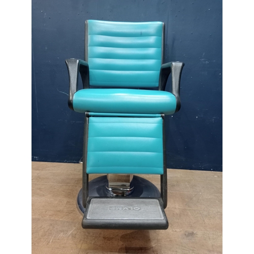 393 - Olymp custom made barber chair with adjustable back and hydraulic height adjustment {H 120cm x W 67c... 