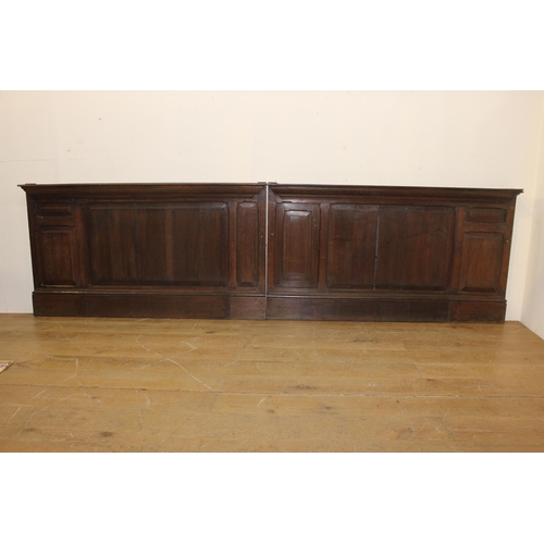 394 - 19th C. oak wall panelling with one secret opening door. {H 86cm x W 312cm x D 15cm }.