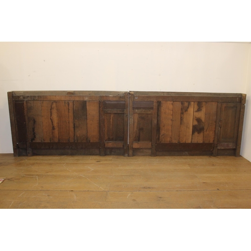 394 - 19th C. oak wall panelling with one secret opening door. {H 86cm x W 312cm x D 15cm }.