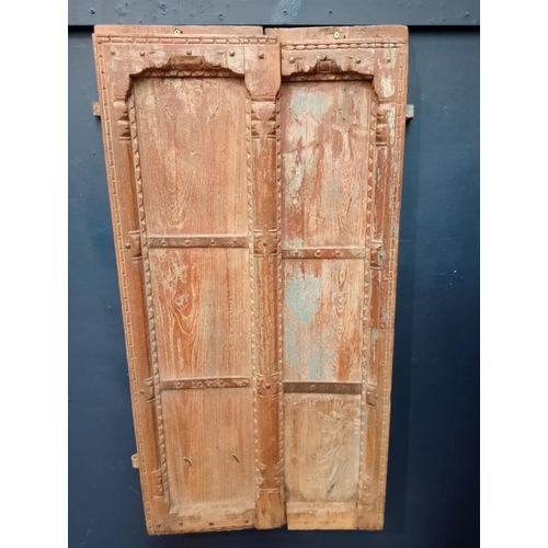 405 - Pair of 19th C. six pane Moroccan  wooden window  shutters. {H 115cm x W 60cm }.