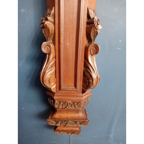 425 - Pair of carved mahogany half columns. {H 142cm x W 26cm x D 27cm }.