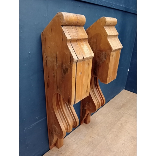 434 - Pair of unusual decorative wooden corbels {H 141cm x W 23cm x D 36cm}.