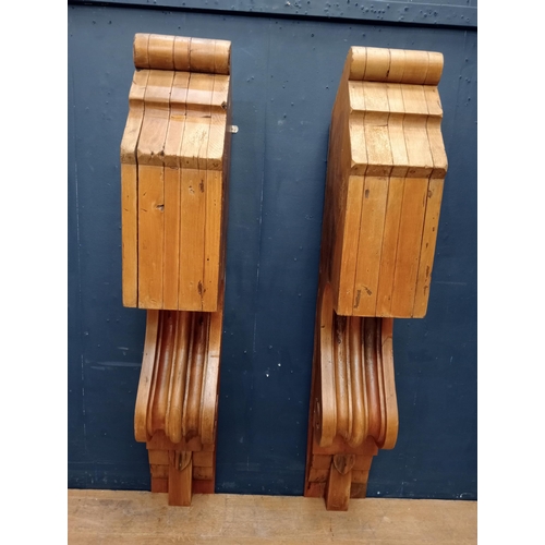 434 - Pair of unusual decorative wooden corbels {H 141cm x W 23cm x D 36cm}.