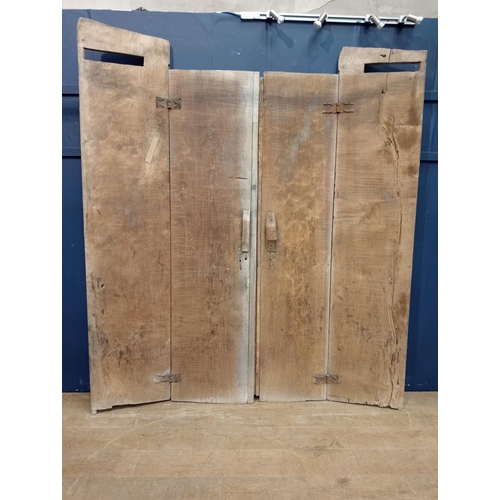 436 - Pair of bleached mahogany folding double doors. {H 218cm x W 95cm each door }.