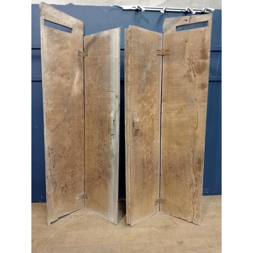 436 - Pair of bleached mahogany folding double doors. {H 218cm x W 95cm each door }.