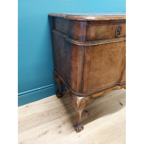 437 - Good quality 19th C. walnut side cabinet with single drawers over two doors raised on cabriole legs ... 