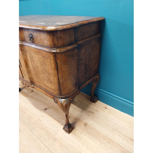 437 - Good quality 19th C. walnut side cabinet with single drawers over two doors raised on cabriole legs ... 