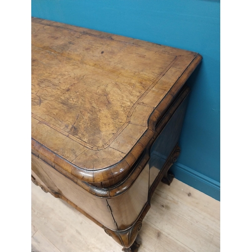 437 - Good quality 19th C. walnut side cabinet with single drawers over two doors raised on cabriole legs ... 