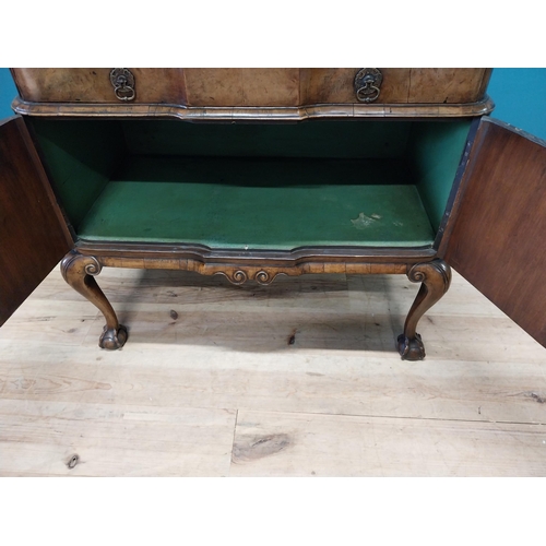 437 - Good quality 19th C. walnut side cabinet with single drawers over two doors raised on cabriole legs ... 