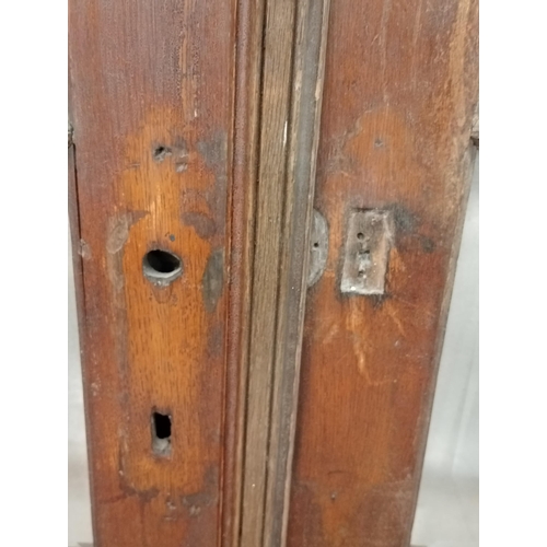 448 - Good pair of large early 20th C. French oak doors with bevelled glass porthole. {H 198cm x W 172cm x... 