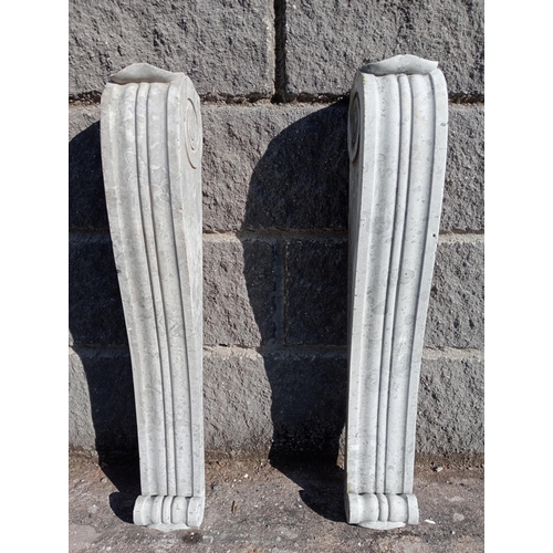 459B - Pair of Victorian marble corbels. {H 74cm x W 11cm x D 15cm }.