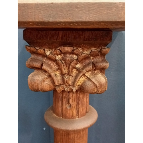 462 - Pair of Victorian oak carved pedestals {H 90cm x W 25cm x D 25cm}.