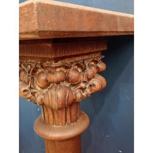 462 - Pair of Victorian oak carved pedestals {H 90cm x W 25cm x D 25cm}.