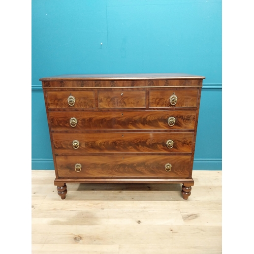 467 - Exceptional quality Regency flamed mahogany chest of drawers with three short drawers over three gra... 