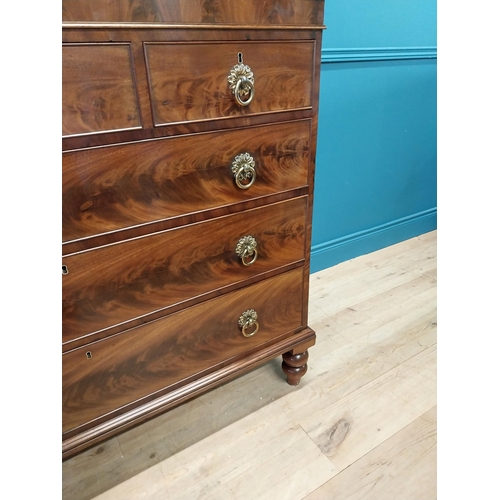 467 - Exceptional quality Regency flamed mahogany chest of drawers with three short drawers over three gra... 