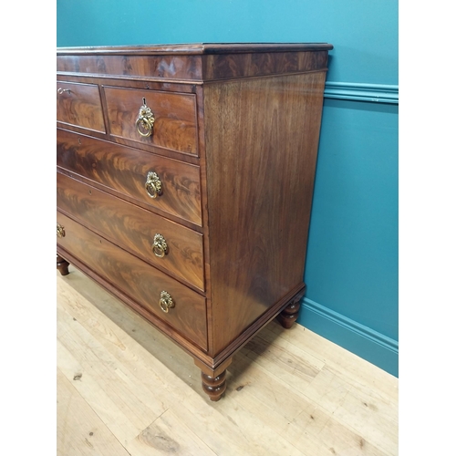 467 - Exceptional quality Regency flamed mahogany chest of drawers with three short drawers over three gra... 