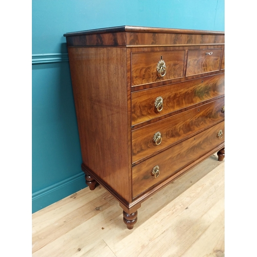 467 - Exceptional quality Regency flamed mahogany chest of drawers with three short drawers over three gra... 