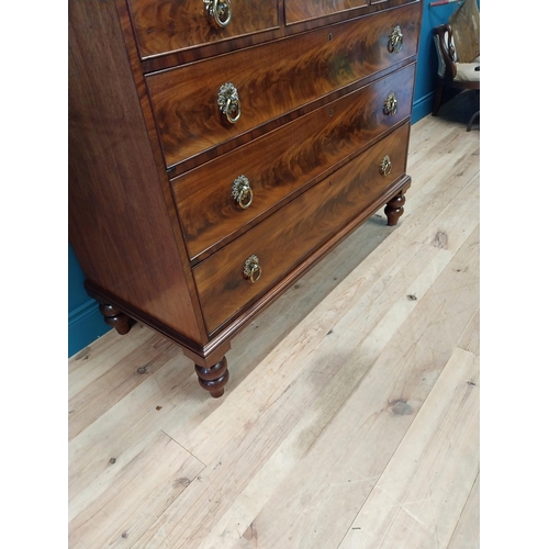 467 - Exceptional quality Regency flamed mahogany chest of drawers with three short drawers over three gra... 