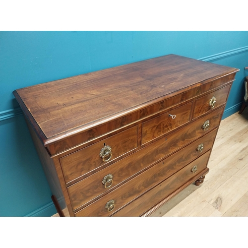 467 - Exceptional quality Regency flamed mahogany chest of drawers with three short drawers over three gra... 