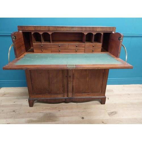 477 - Georgian mahogany secretaire with fitted interior raised on bracket feet {112 cm H x 111 cm W x 54 c... 