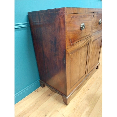 477 - Georgian mahogany secretaire with fitted interior raised on bracket feet {112 cm H x 111 cm W x 54 c... 