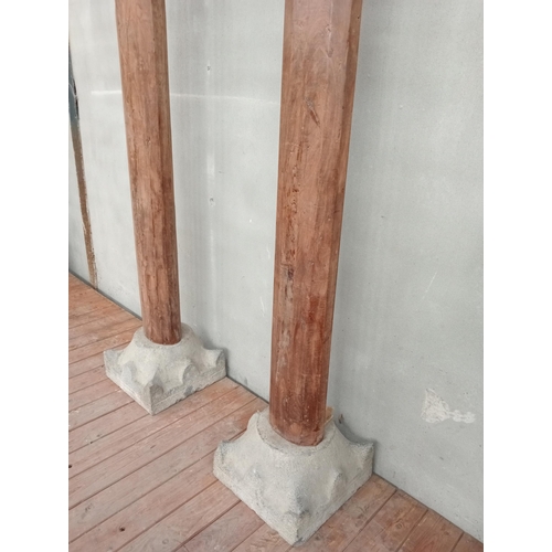 492 - Pair of 19th C. wooden columns with stone base {H 248cm x W 44cm x D 39cm}.