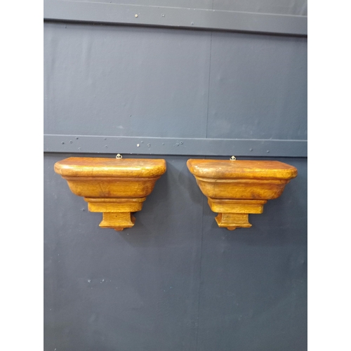 494 - Pair of wooden wall sconces decorated with corbels {H 23cm x W 28cm x D 17cm }.