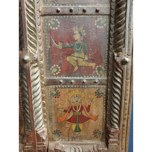 500 - Pair of hand painted ten panel Indian granary doors {H 140cm x W 64cm x D 6cm }.