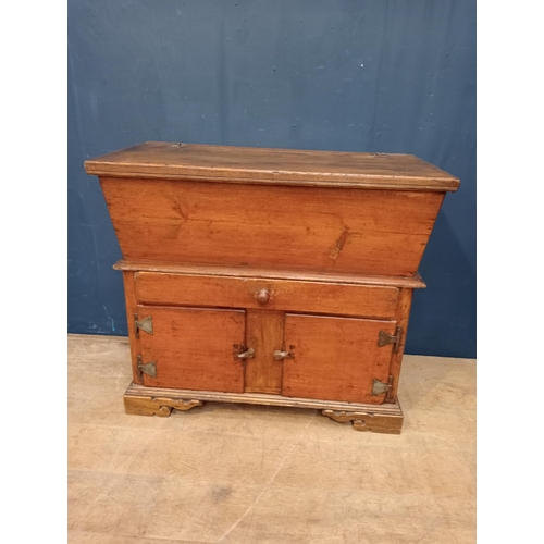 504 - Victorian Pine mule chest-house keepers trunk {H 88cm x W 102cm x D 53cm }.