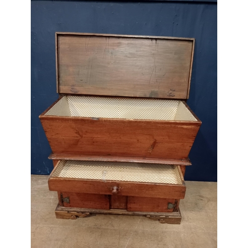 504 - Victorian Pine mule chest-house keepers trunk {H 88cm x W 102cm x D 53cm }.