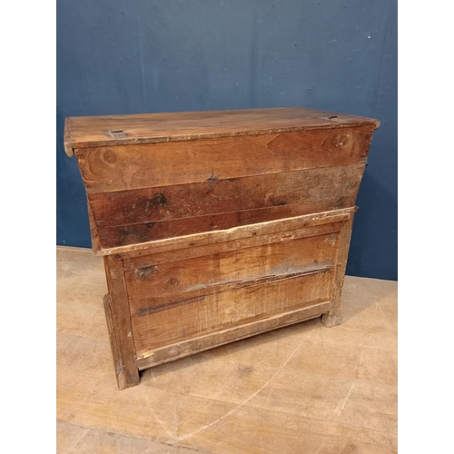 504 - Victorian Pine mule chest-house keepers trunk {H 88cm x W 102cm x D 53cm }.