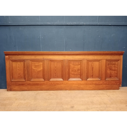 514 - Victorian Pitch pine wall panel  {H 87cm x W 228cm x D 6cm }.