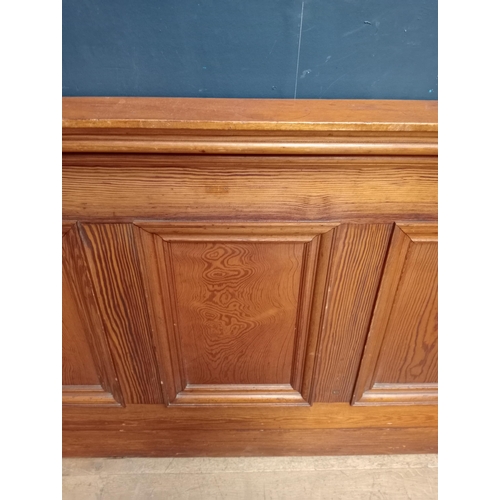 514 - Victorian Pitch pine wall panel  {H 87cm x W 228cm x D 6cm }.