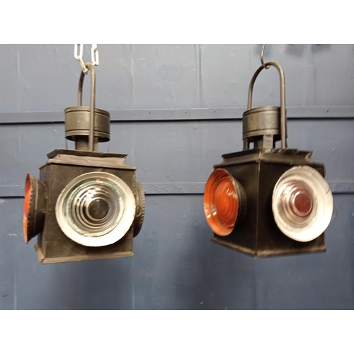 515 - Pair of railway lights {H 54cm x w 28cm }.