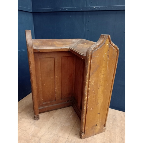 518 - Pitched pine gothic carved corner unit {H 126cm x W 86cm x D 86cm }.