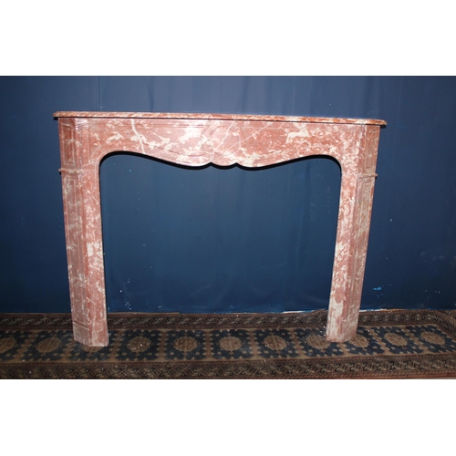 524 - Early 19th C. Rouge marble fire surround {Wide side H 103cm x W 141cm x D 37cm }.