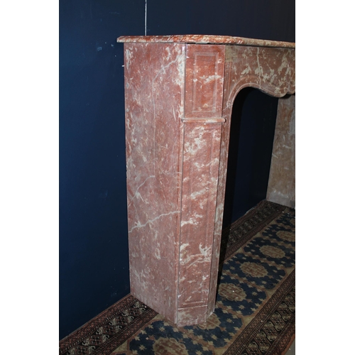 524 - Early 19th C. Rouge marble fire surround {Wide side H 103cm x W 141cm x D 37cm }.