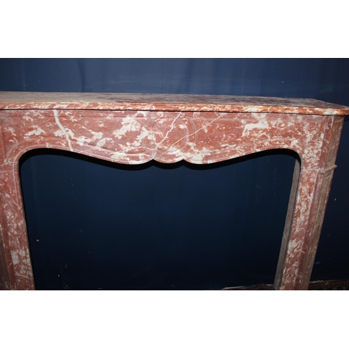 524 - Early 19th C. Rouge marble fire surround {Wide side H 103cm x W 141cm x D 37cm }.