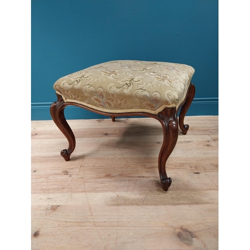 547 - Good quality Victorian mahogany footstool with upholstered seat raised on cabriole legs {44 cm H x 6... 