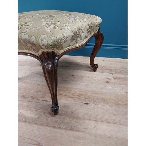 547 - Good quality Victorian mahogany footstool with upholstered seat raised on cabriole legs {44 cm H x 6... 